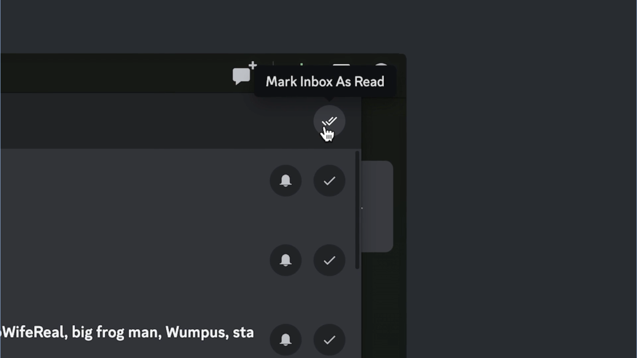 The Discord Inbox, this time focused on the “Mark Inbox as Read” button.