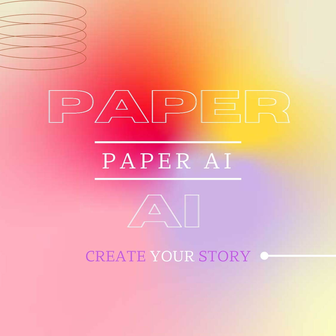 The words “Paper, Paper AI, AI,” and the phrase “Create your story” on a gradient background.